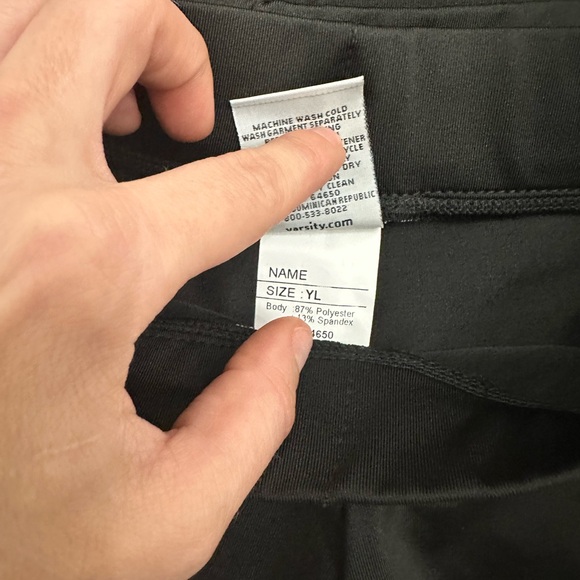 New Varsity Black and White Cheer Short. Size Youth Large. Multiple Available. - Picture 4 of 6